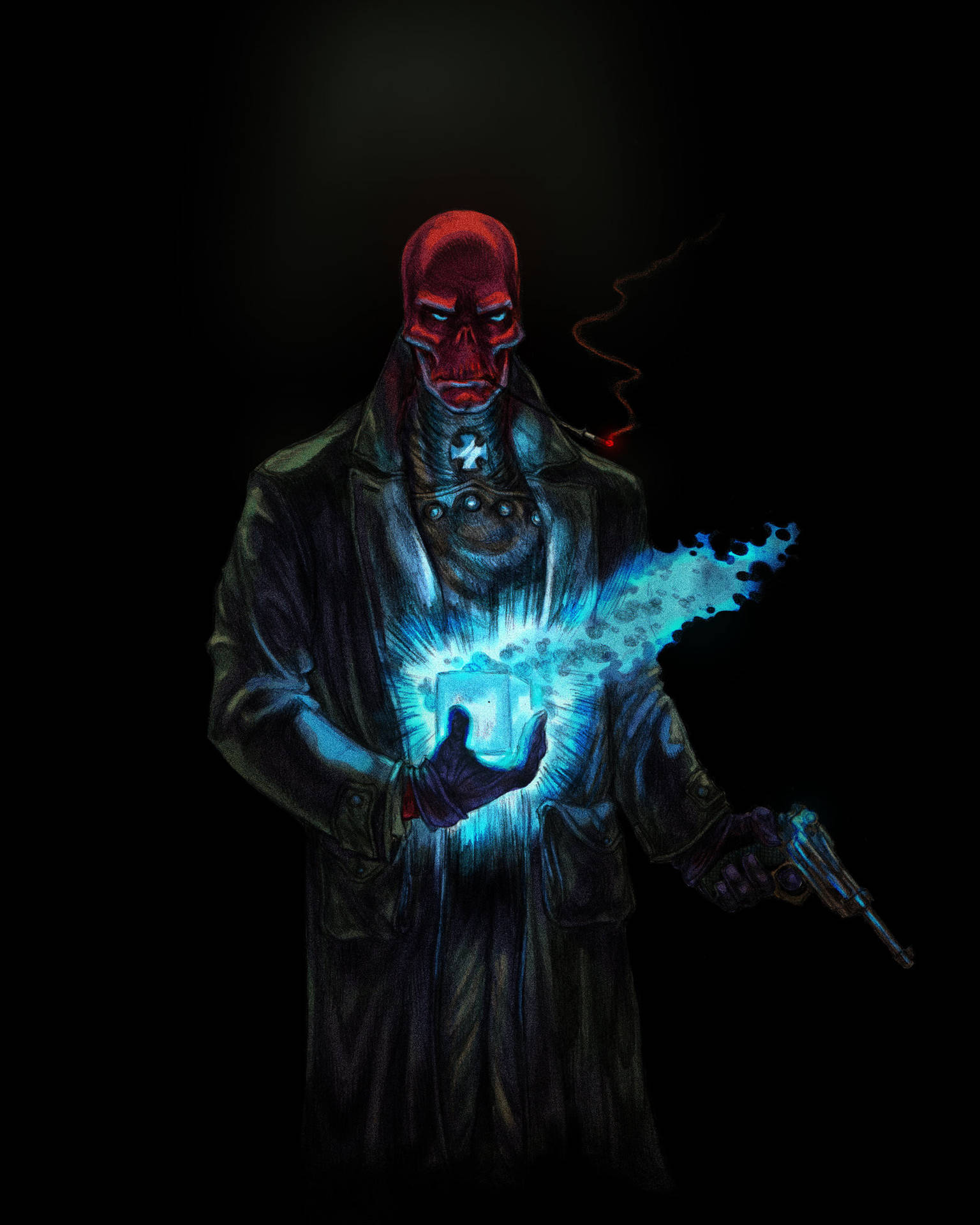 Red Skull With Glowing Tesseract