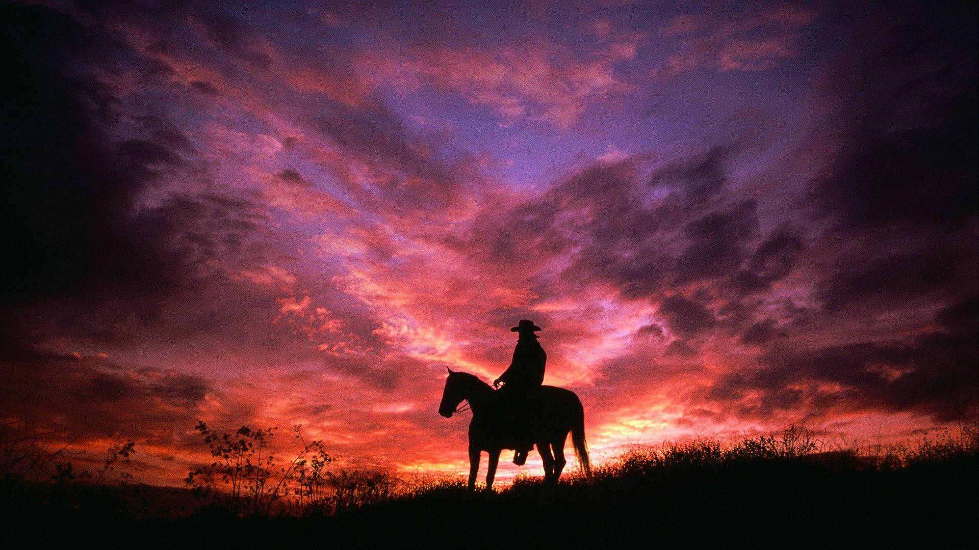 Red Sky Cowgirl Wallpaper