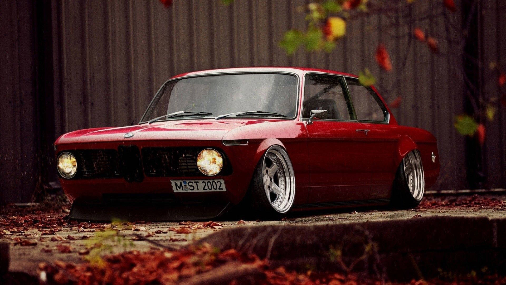 Red Slammed Classic BMW Wallpaper