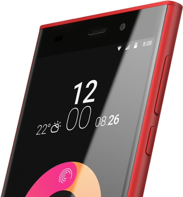 Red Smartphone Angled View PNG