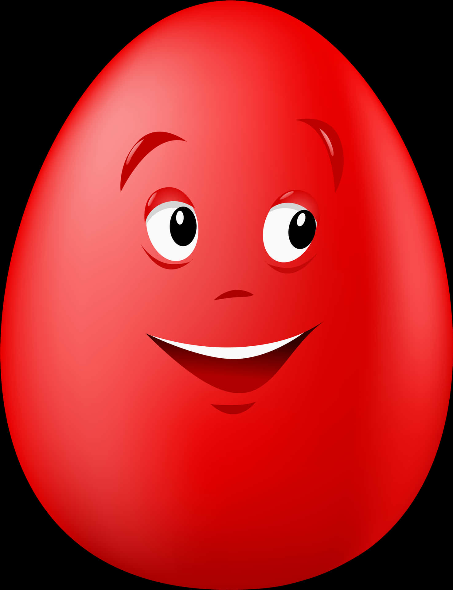 Red Smiling Egg Character PNG