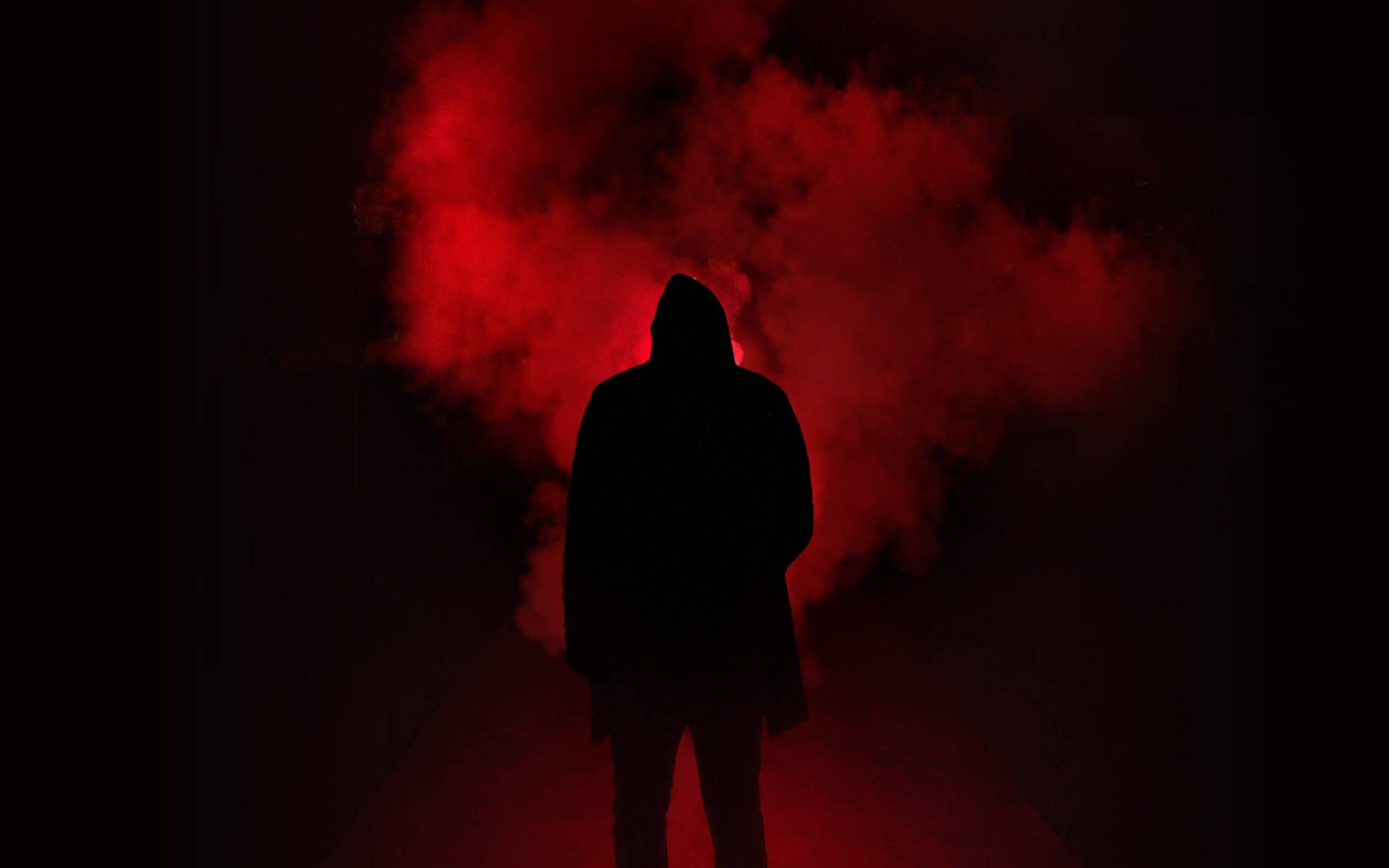 Red Smoke And Silhouette Wallpaper