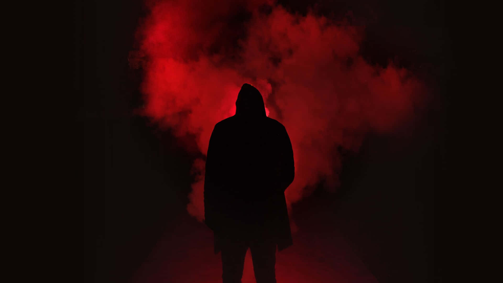 Red Smoke Background A Man In The Dark