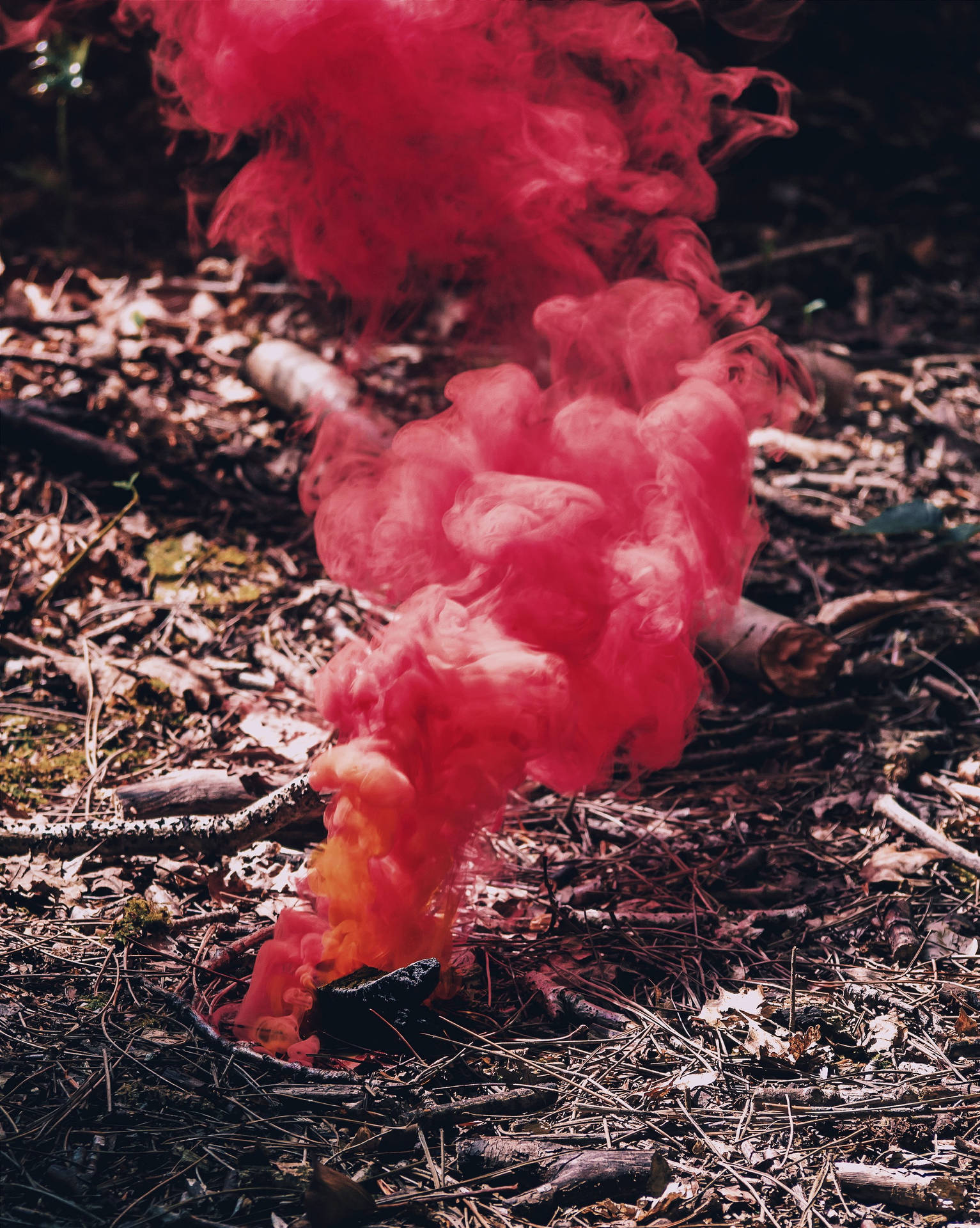 Stand back and watch the beautiful red smoke drift up and around Wallpaper
