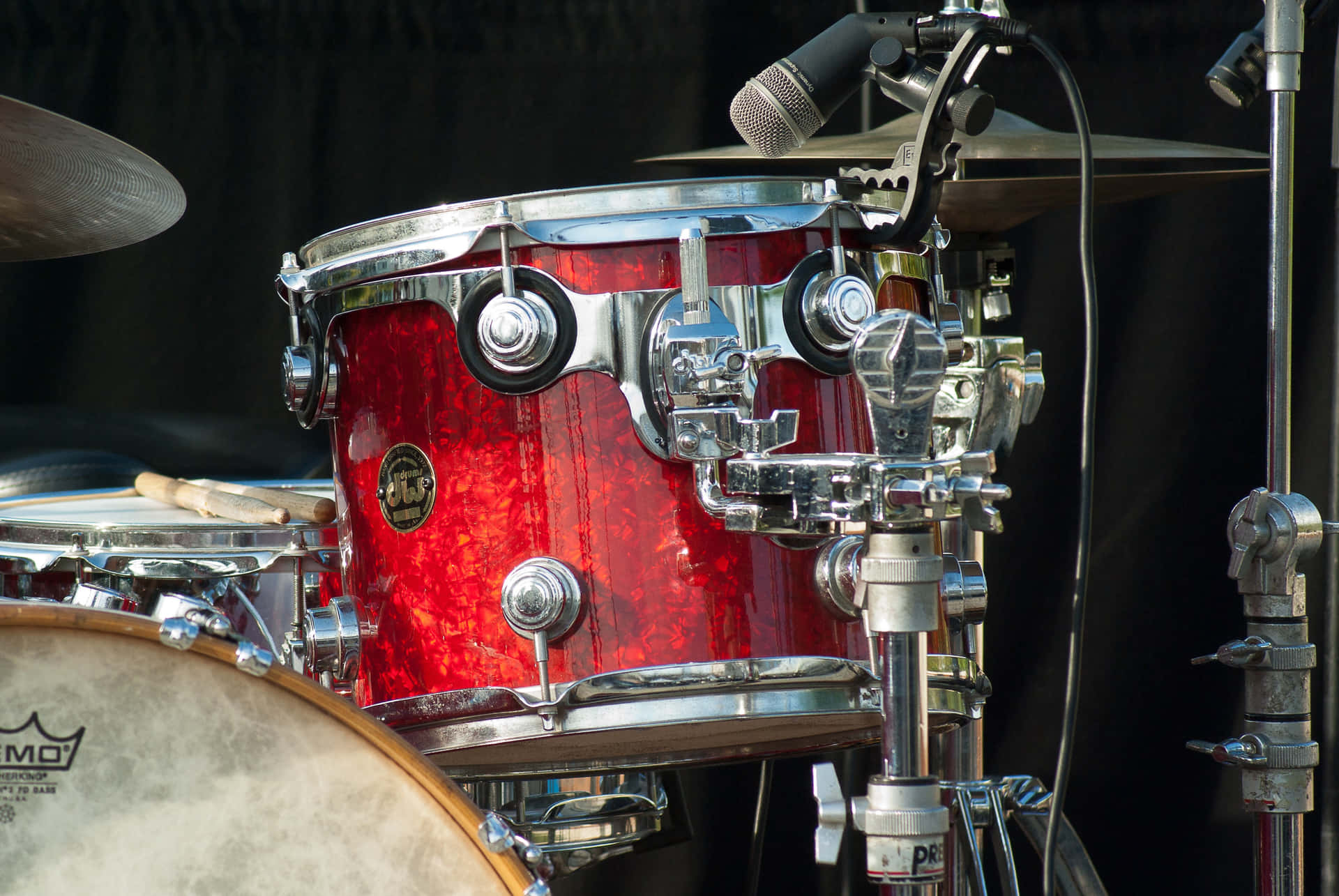 Red Snare Drum Stage Setup Wallpaper
