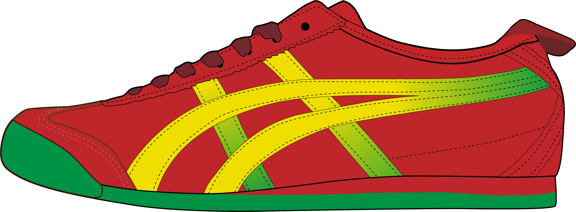 Red Sneaker Yellow Stripes PNG