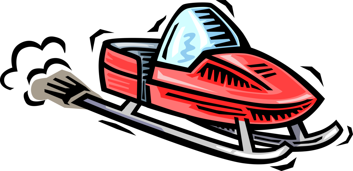 Red Snowmobile Cartoon Illustration PNG