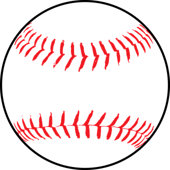 Red Softball Stitchingon Black PNG