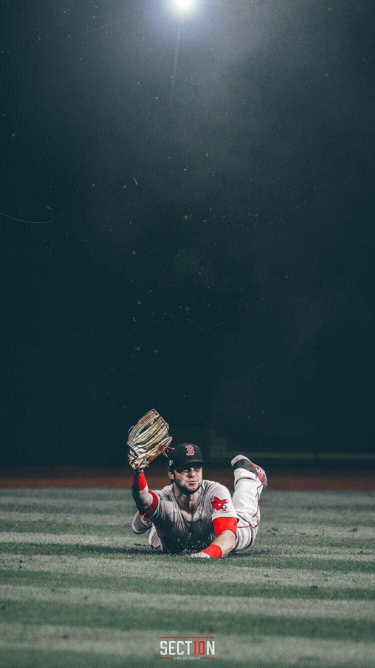 Red Sox Player Diving Forward Wallpaper