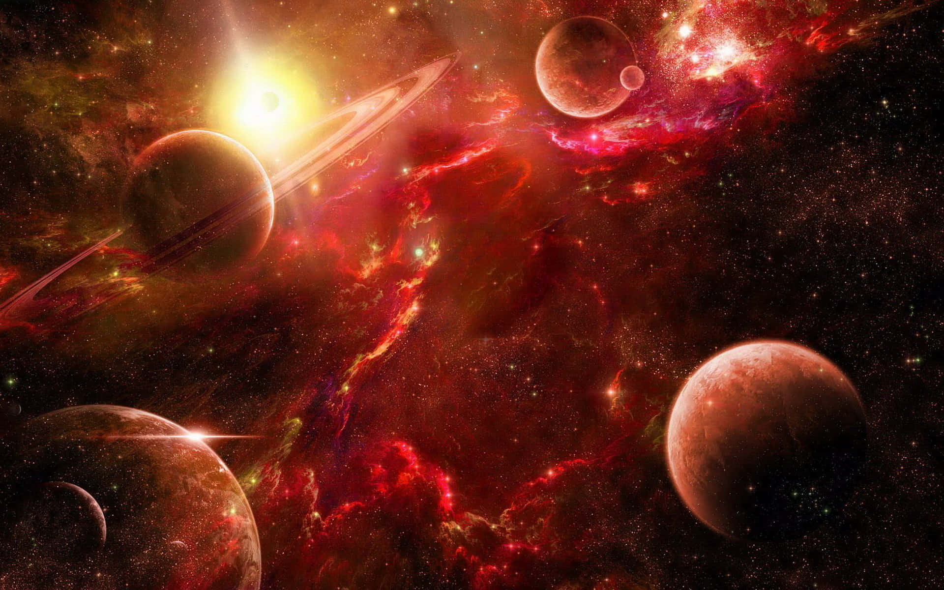 Mystical Red Space Background