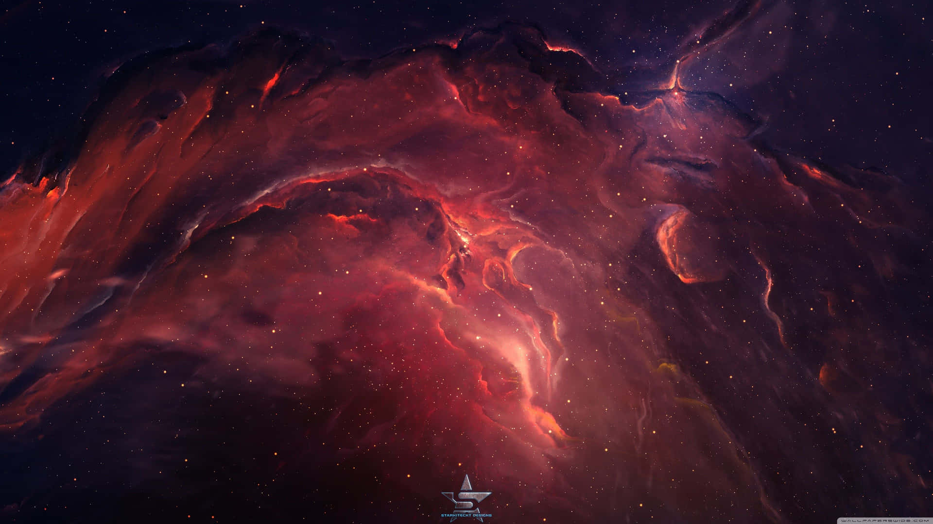 Red Space Wave Like Cloud Wallpaper