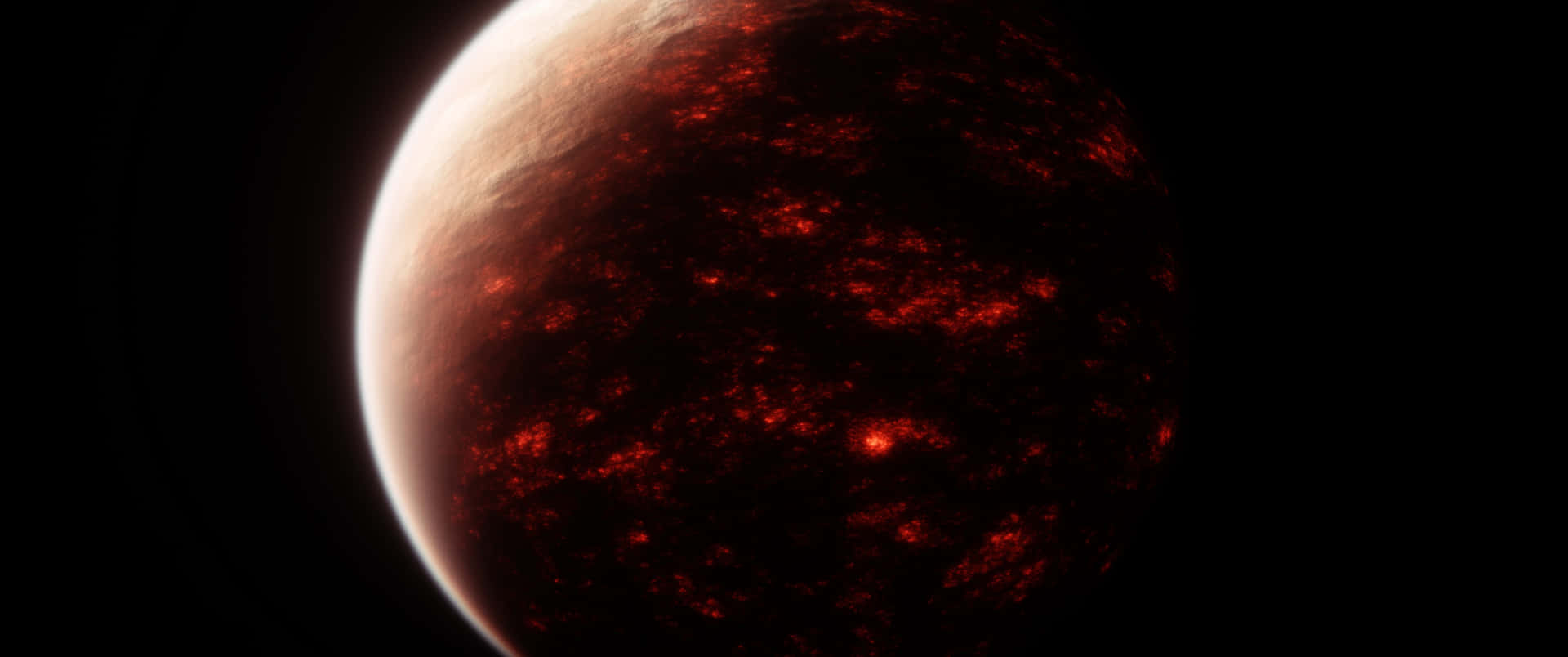 A Planet With Red Lights In The Background Wallpaper