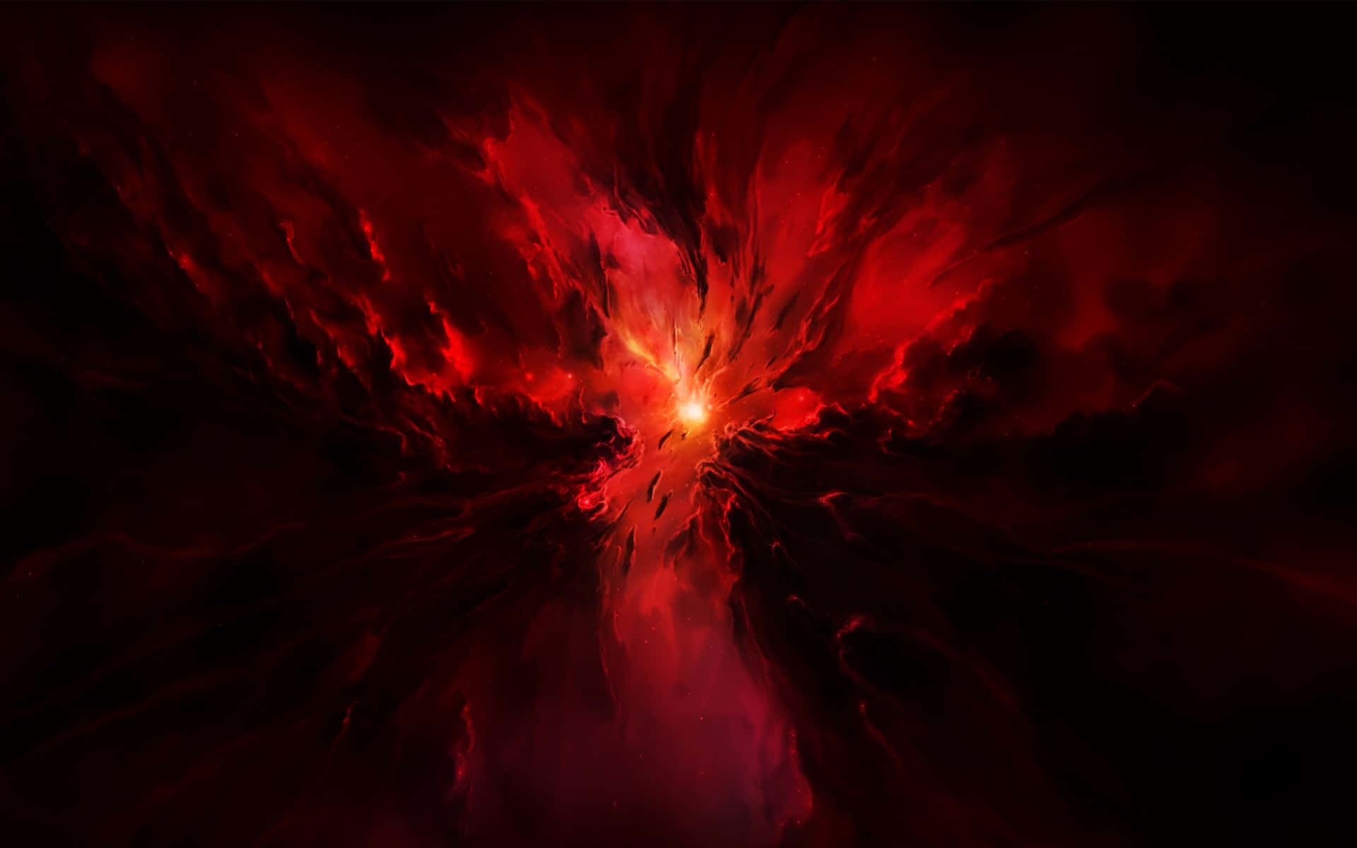 En svirrende rød nebulosa i rummet Wallpaper