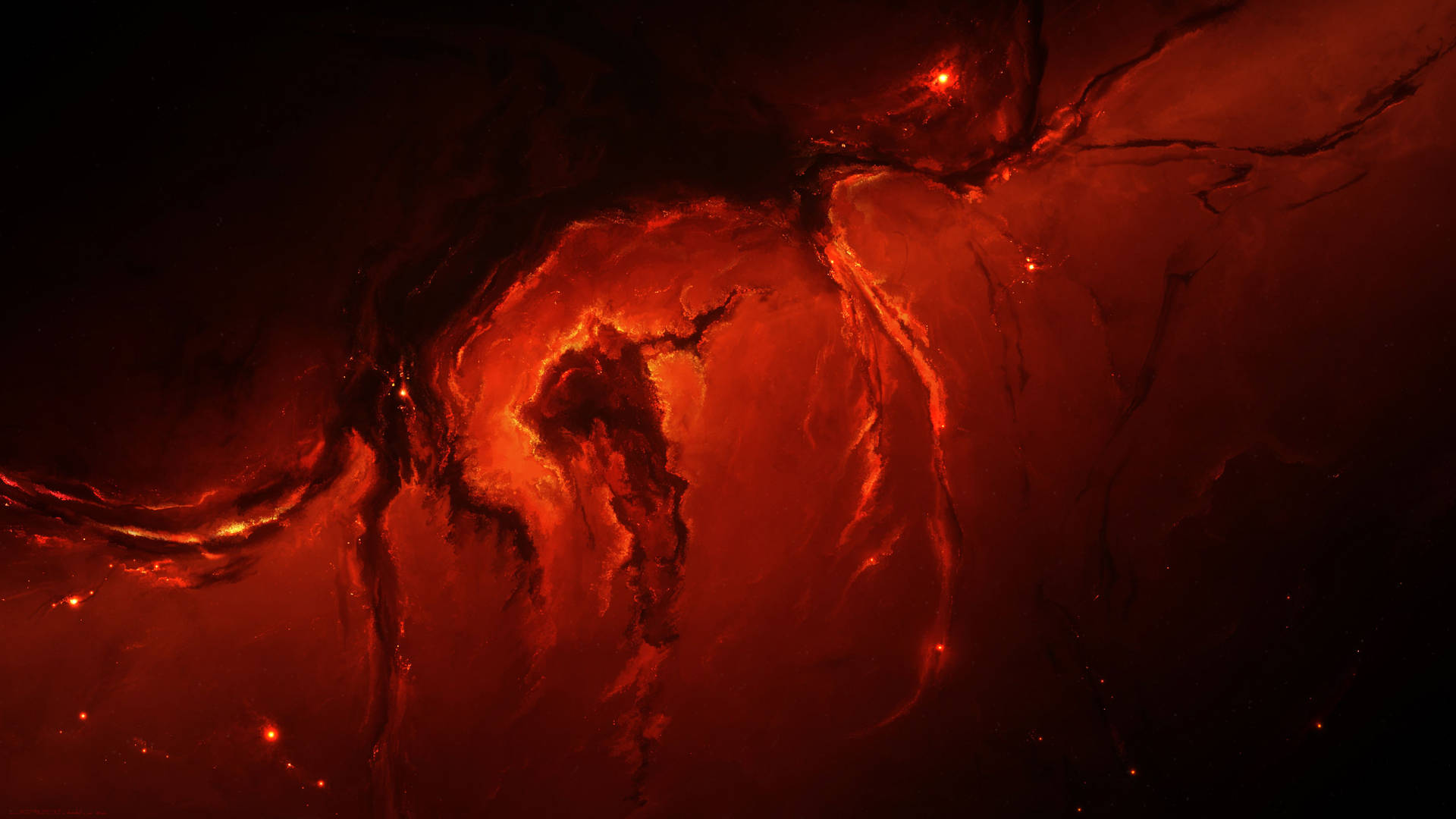 Fire burns brightly in a vast expanse of space Wallpaper
