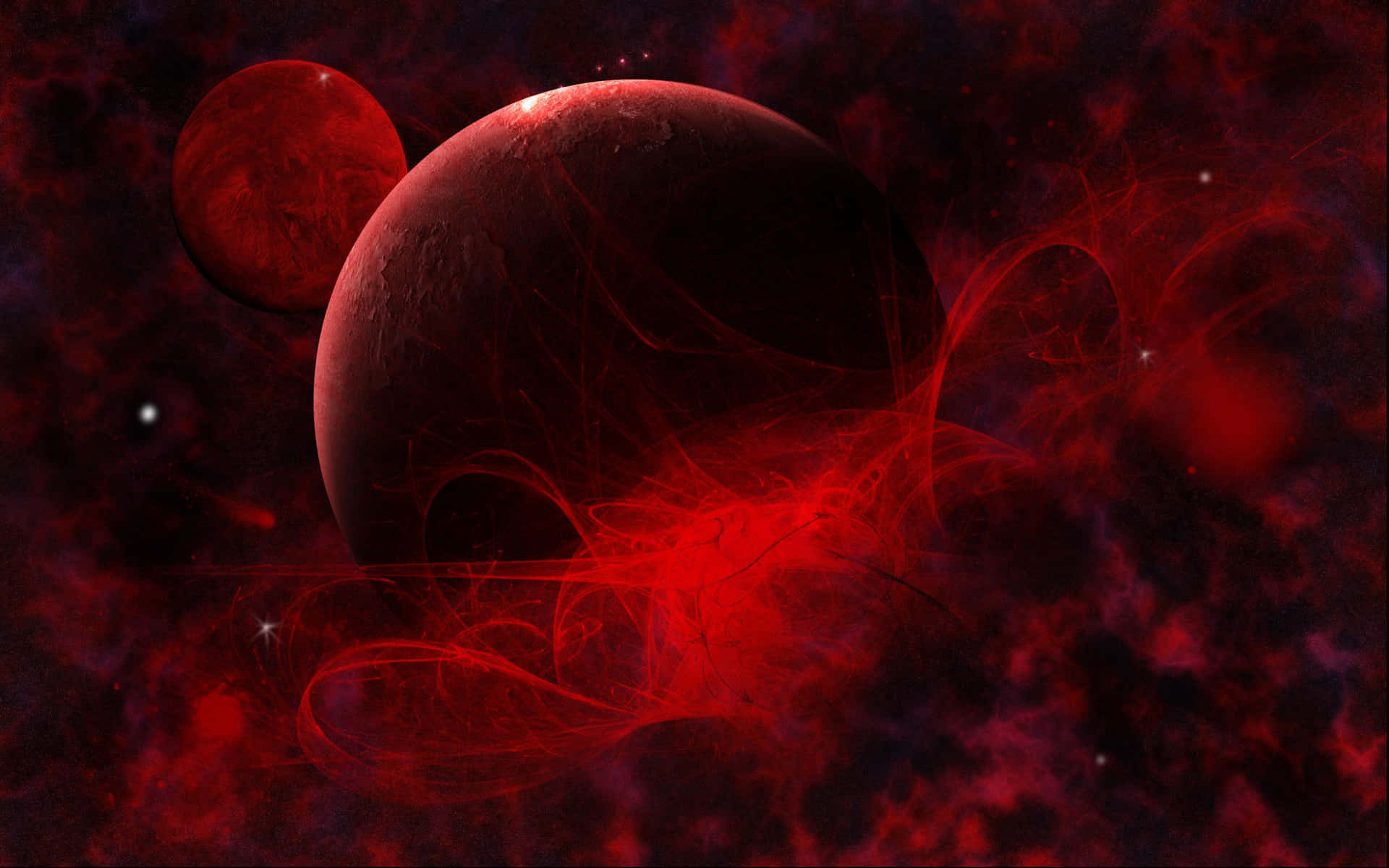 Red Space Big Planets Smoke Wallpaper