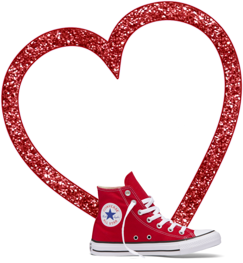 Red Sparkle Heart Borderwith Sneaker PNG