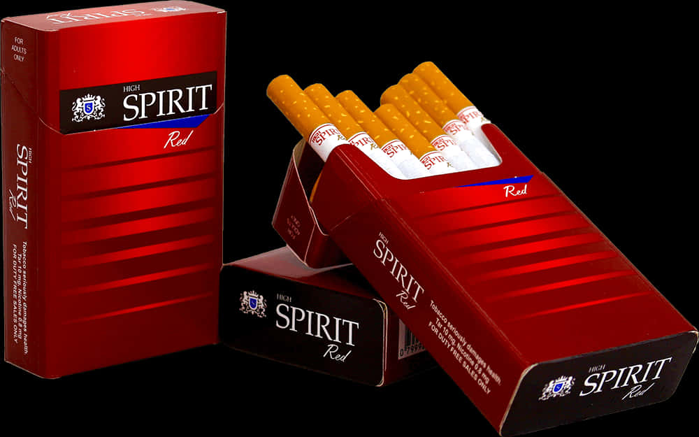 Red Spirit Cigarette Pack Display PNG
