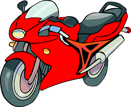 Red Sport Motorcycle Cartoon PNG