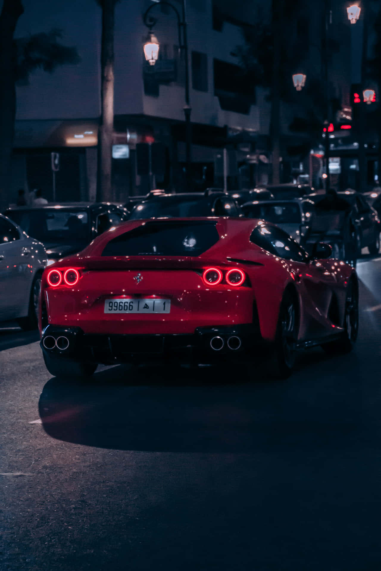Red Sports Car Night City Drive.jpg Wallpaper