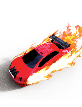 Red Sports Car On Fire PNG