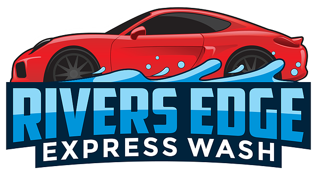 Red Sports Car Rivers Edge Express Wash Logo PNG