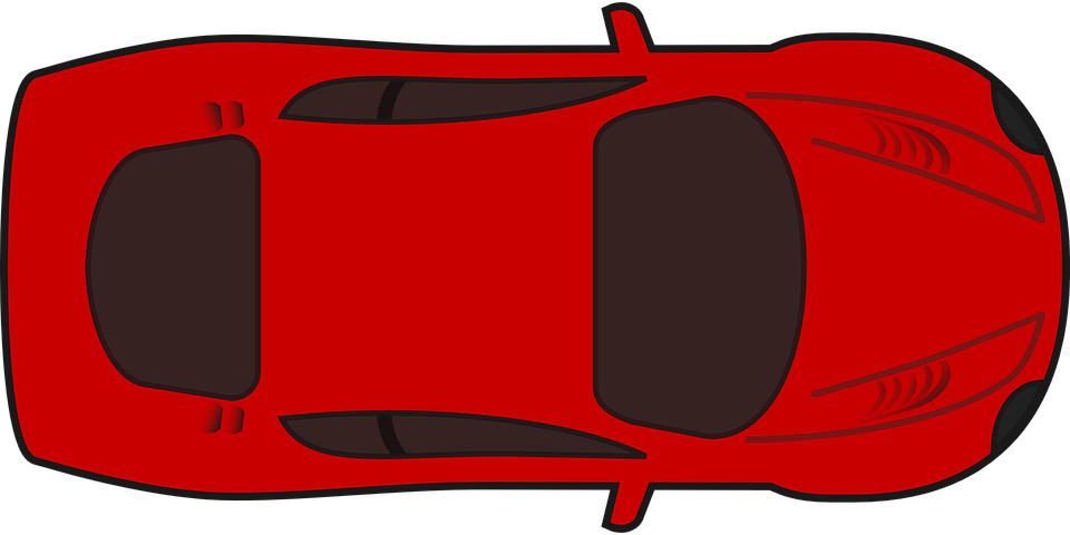 Red Sports Car Top View Vector PNG