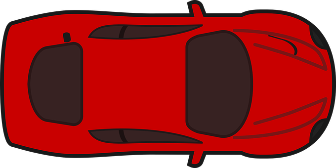 Red Sports Car Top View Vector PNG