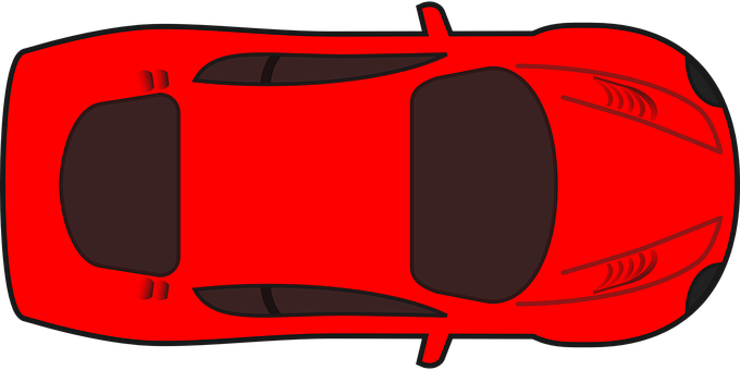 Red Sports Car Top View Vector PNG