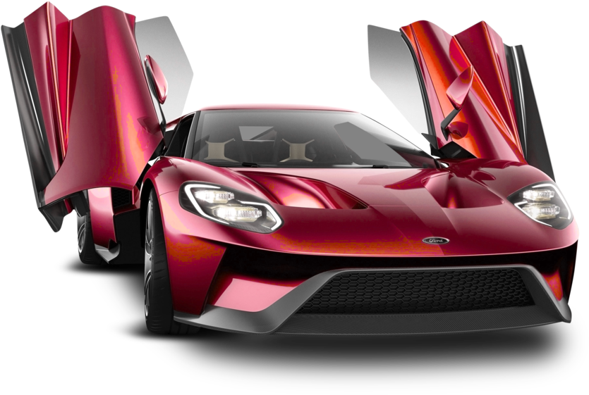 Red Sports Car With Doors Open PNG