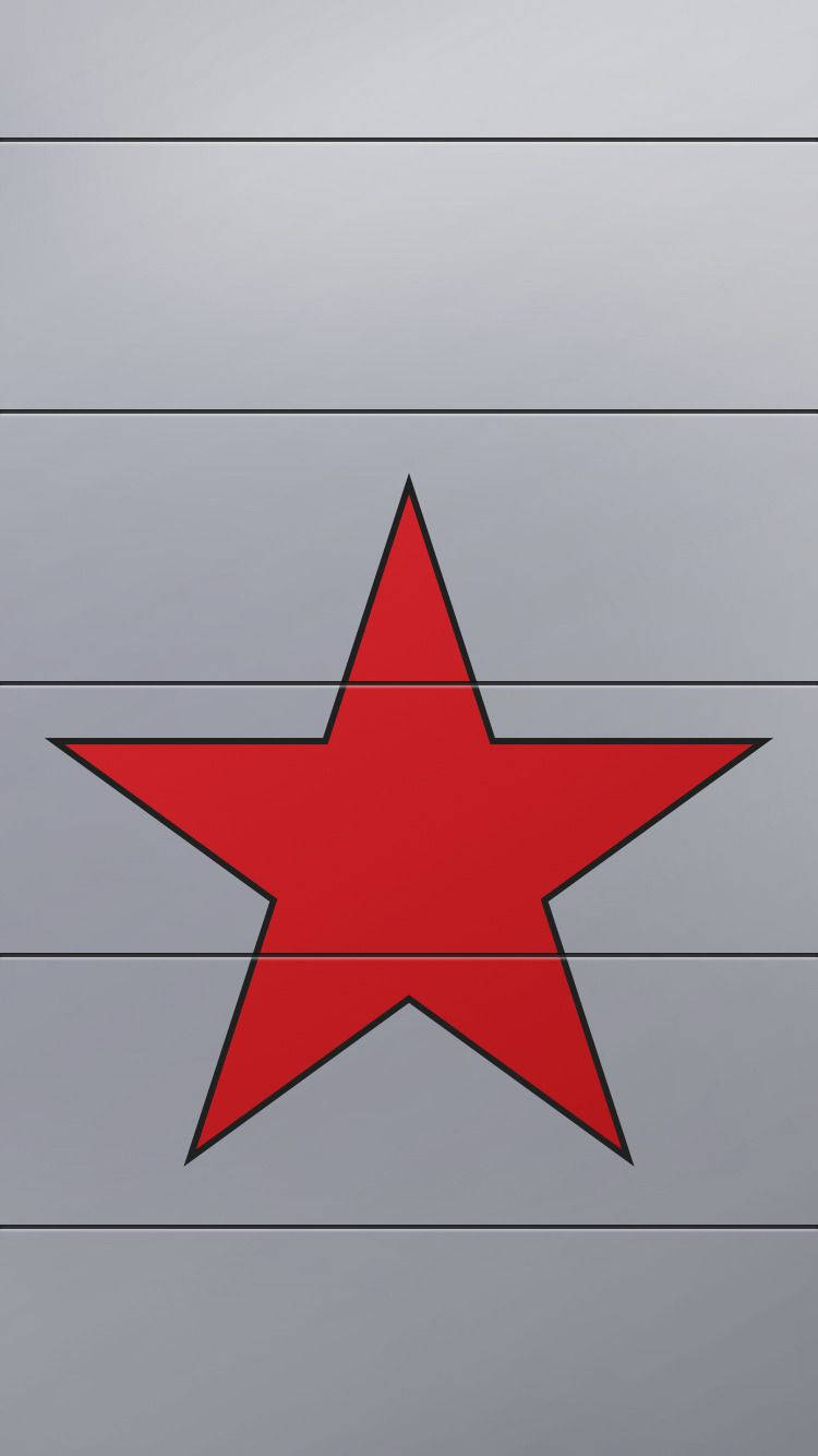 Rød Stjerne På Sølv Metalplade Wallpaper