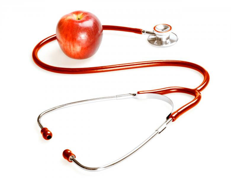 Red Stethoscope And Apple Wallpaper