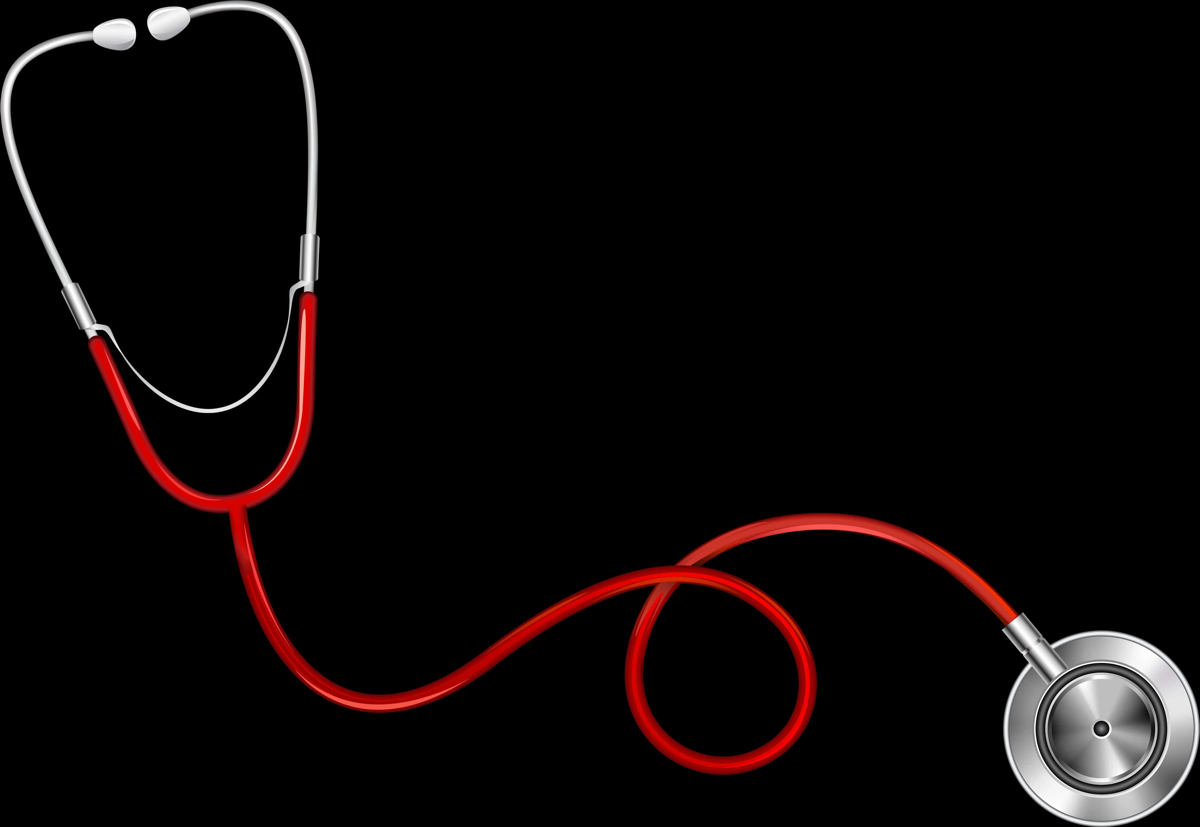 Red Stethoscope Black Background PNG