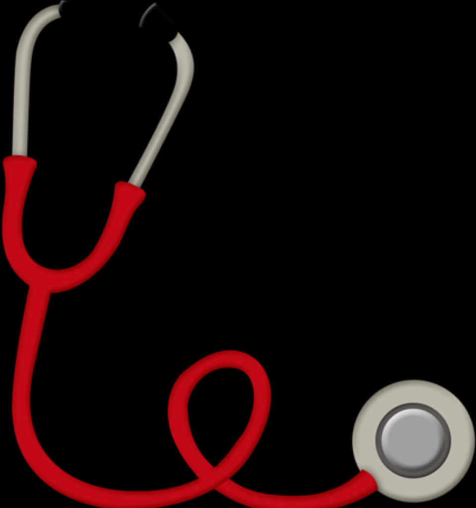 Red Stethoscope Black Background PNG