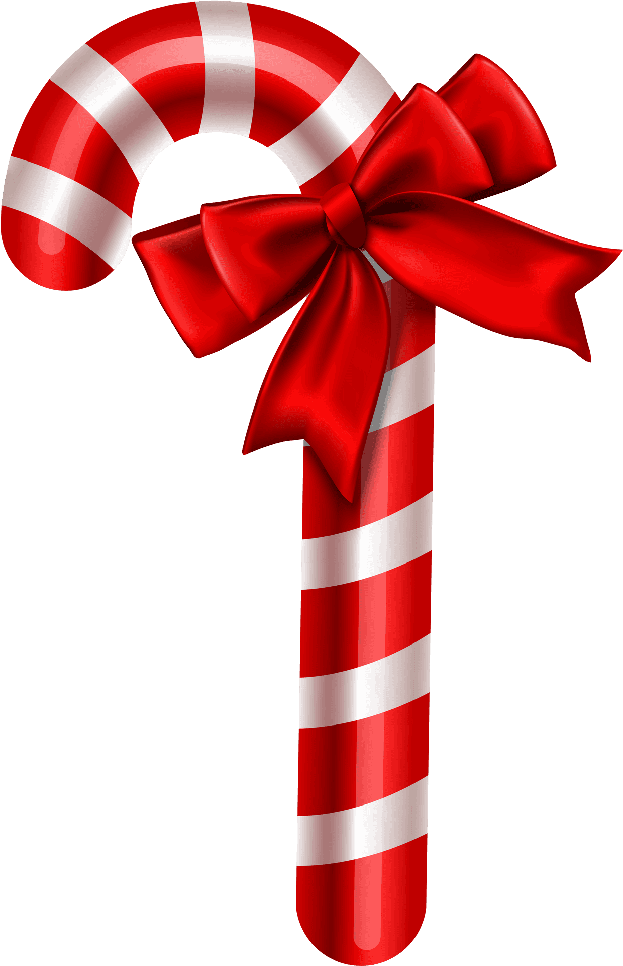 Red Striped Candy Canewith Bow PNG