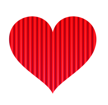 Red Striped Hearton Black Background PNG
