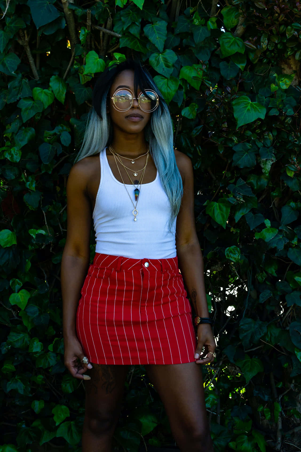 Red Striped Miniskirt Wallpaper