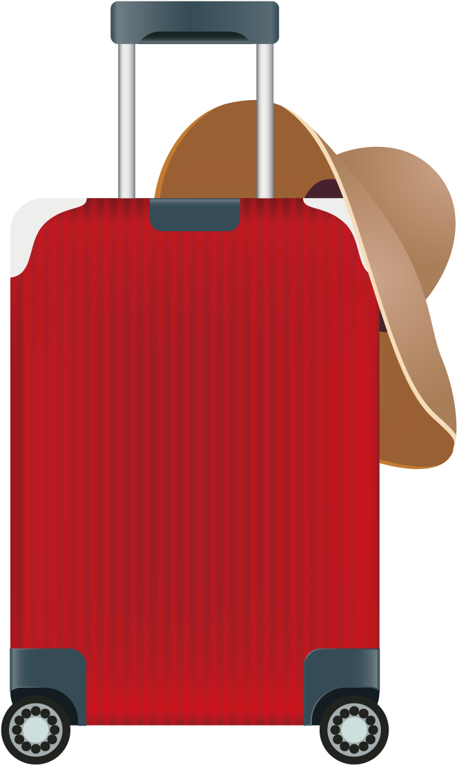 Red Suitcasewith Sun Hat Travel Ready PNG