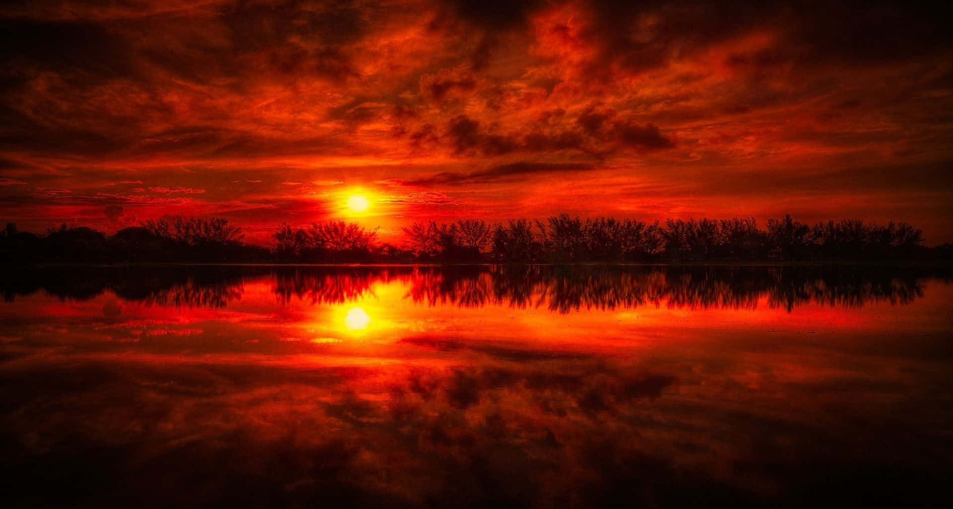 Stunning Red Sunset Landscape Wallpaper