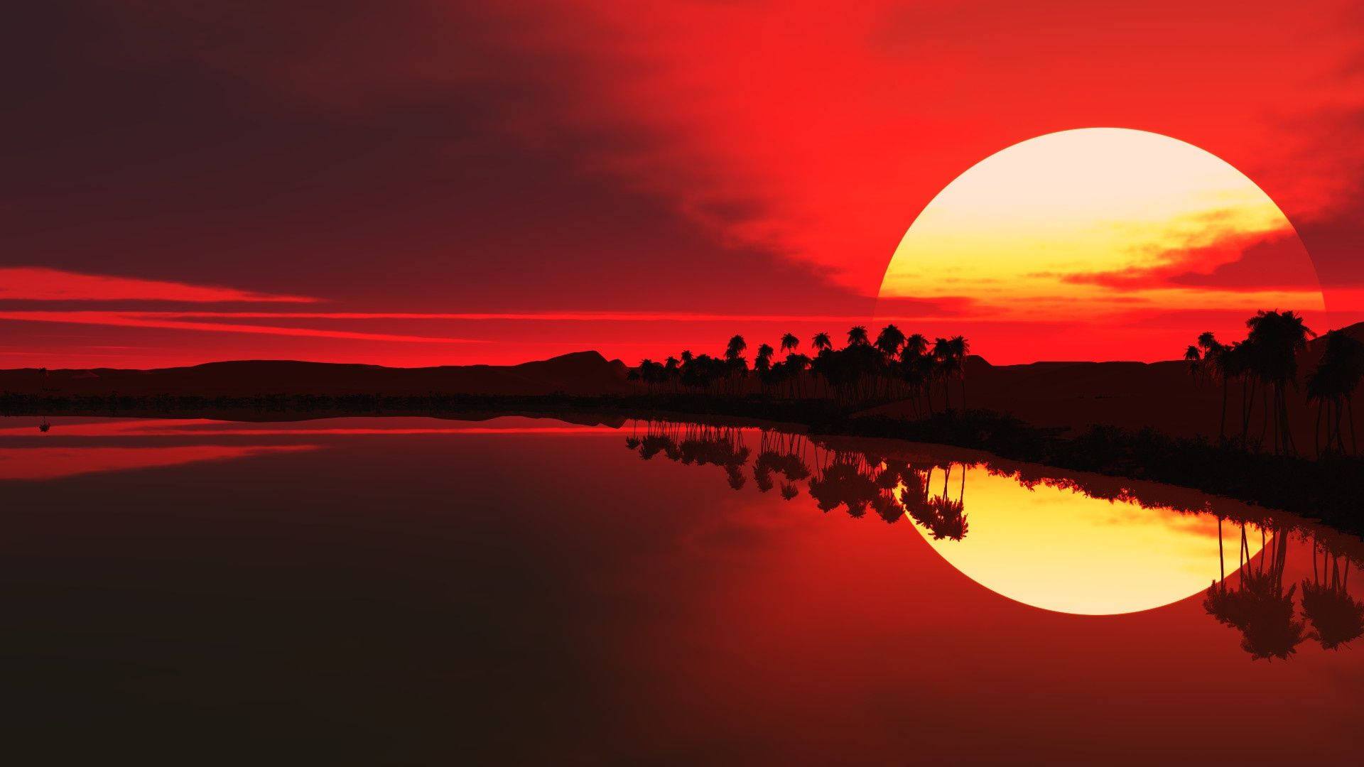 “Beautiful Red Sunset on an Island” Wallpaper