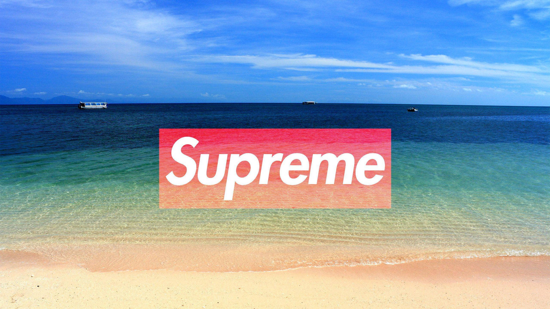 Red Supreme And Beach Wallpaper