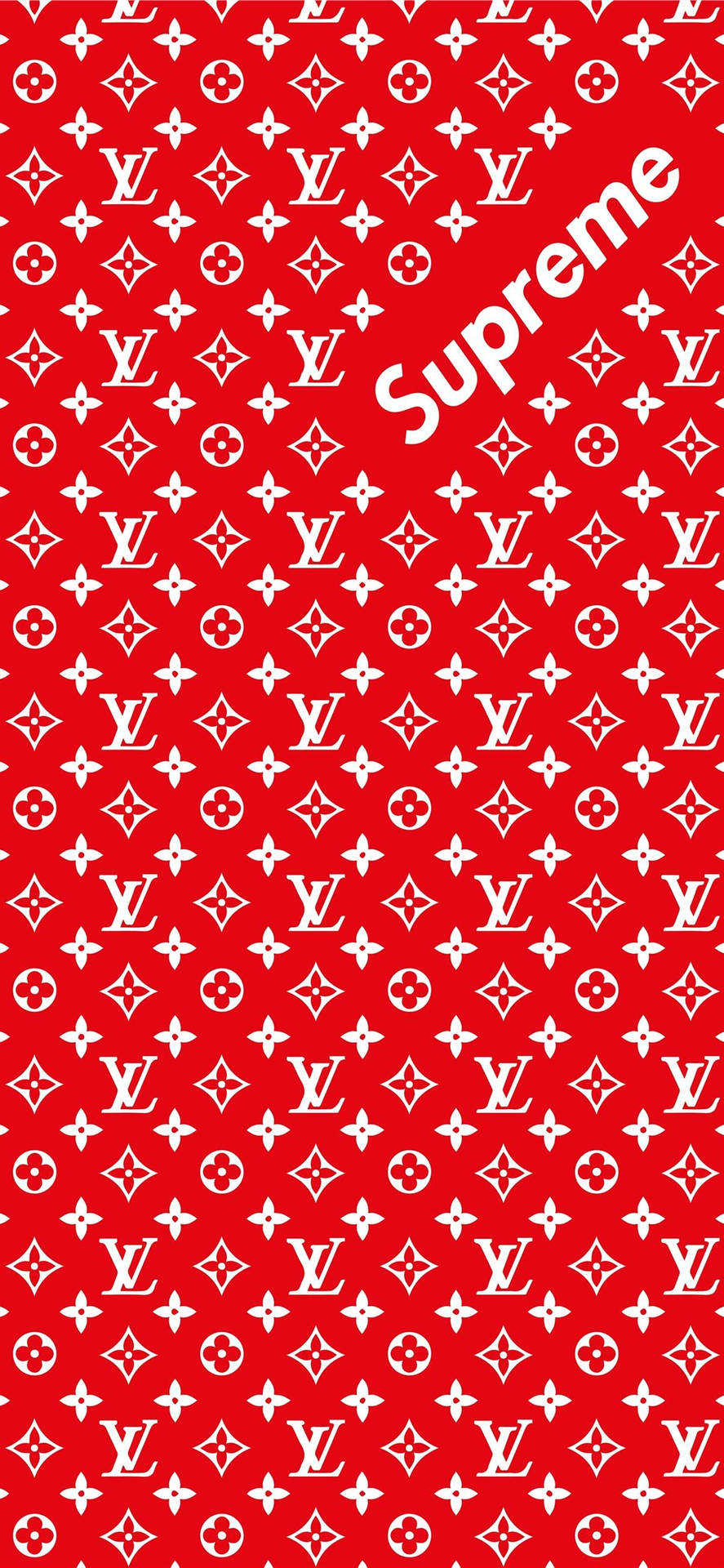 Red Supreme And Louis Vuitton Phone Wallpaper