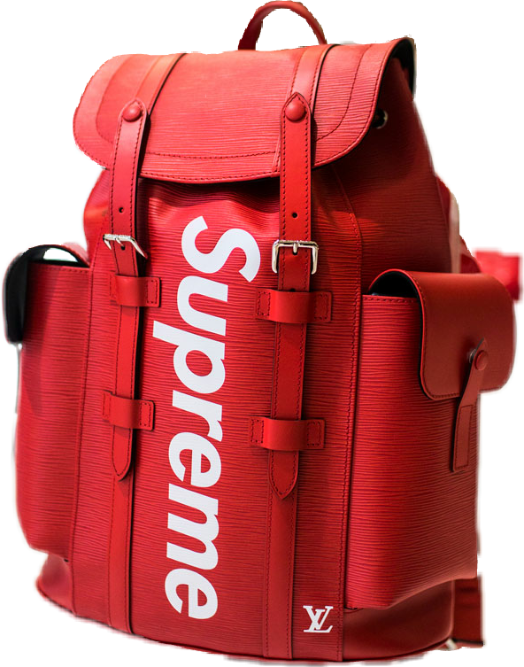 Red Supreme Branded Backpack PNG