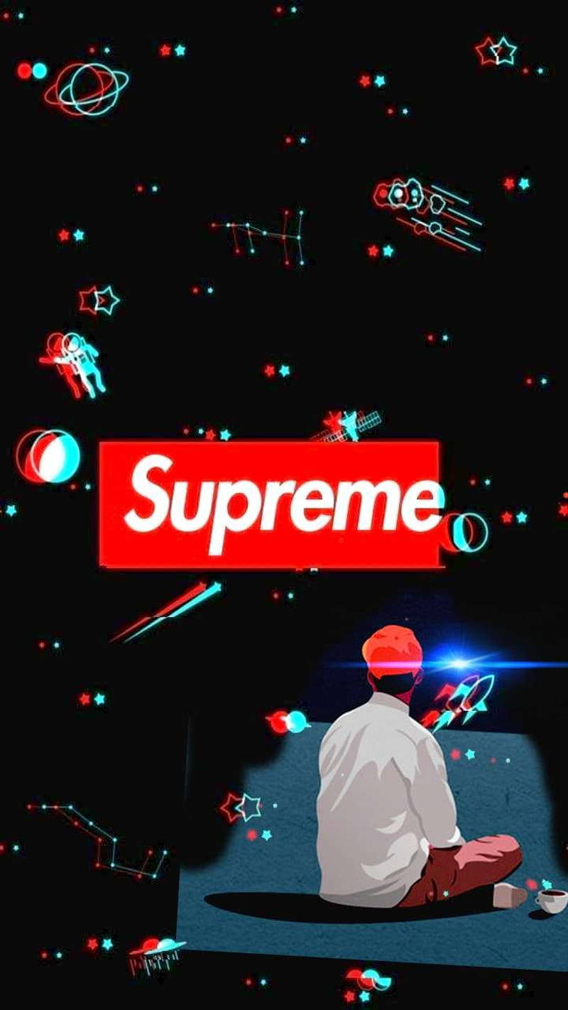 Red Supreme Cool Space Aesthetic Wallpaper