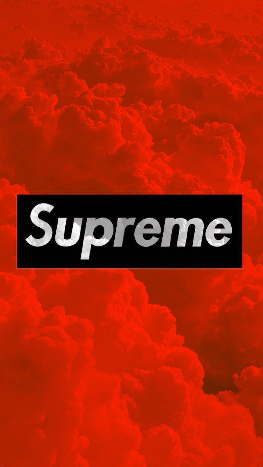 Download Red Supreme Logo And Clouds Wallpaper
