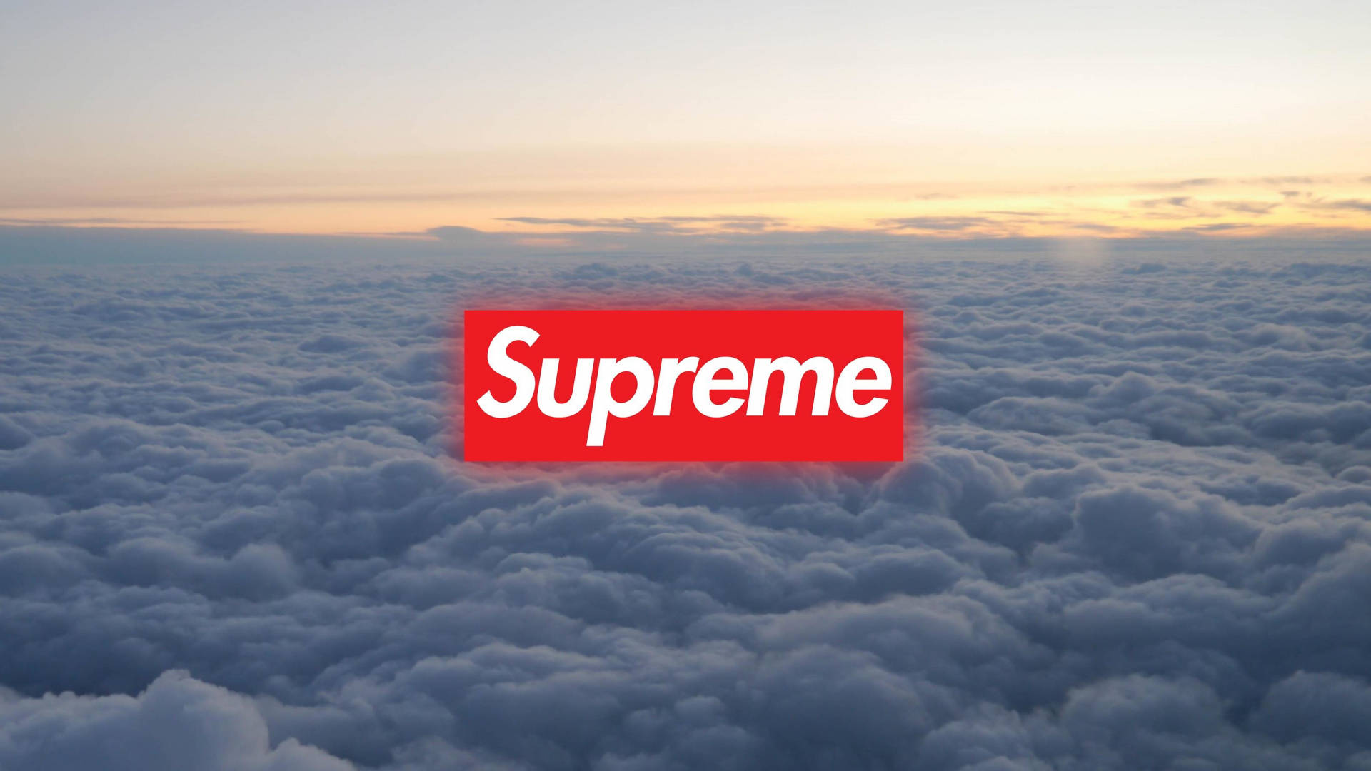 Red Supreme Logo On High Clouds Wallpaper