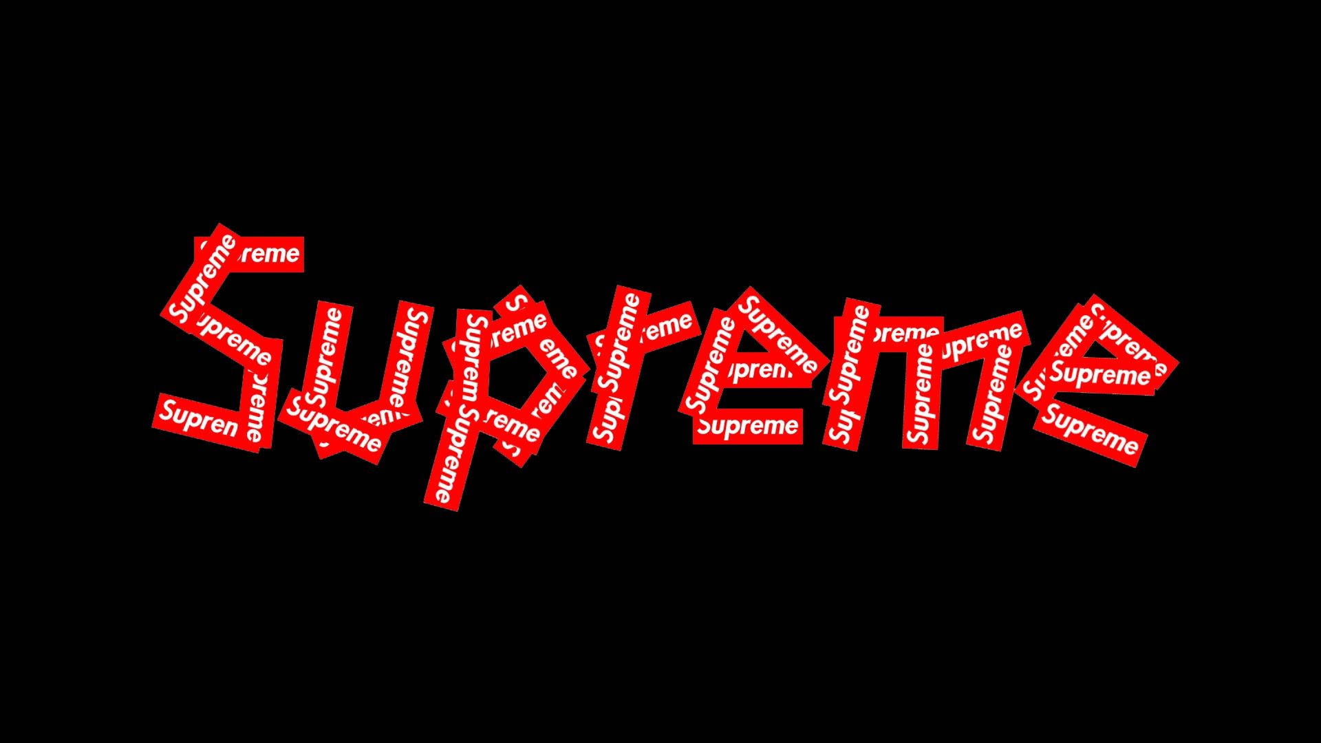 Røde Supreme Logos På Sort Baggrund Wallpaper