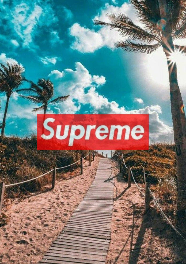 Red Supreme On Beach Pathway Wallpaper