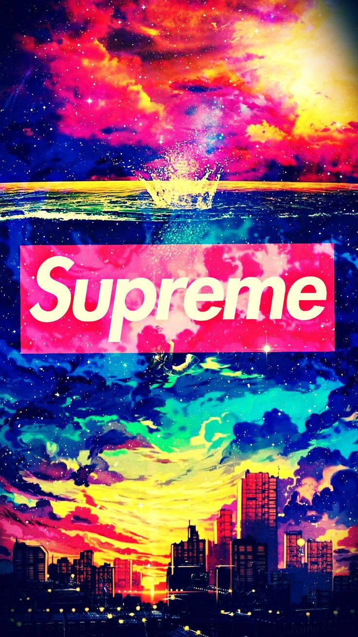 Red Supreme On Colorful City Wallpaper