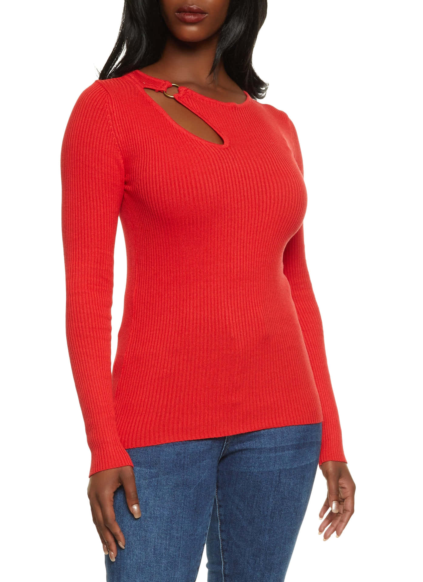 Woman in a stylish red sweater Wallpaper