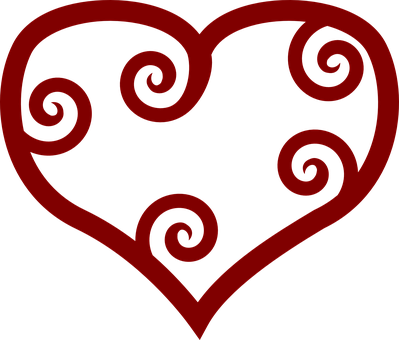 Red Swirl Heart Design PNG